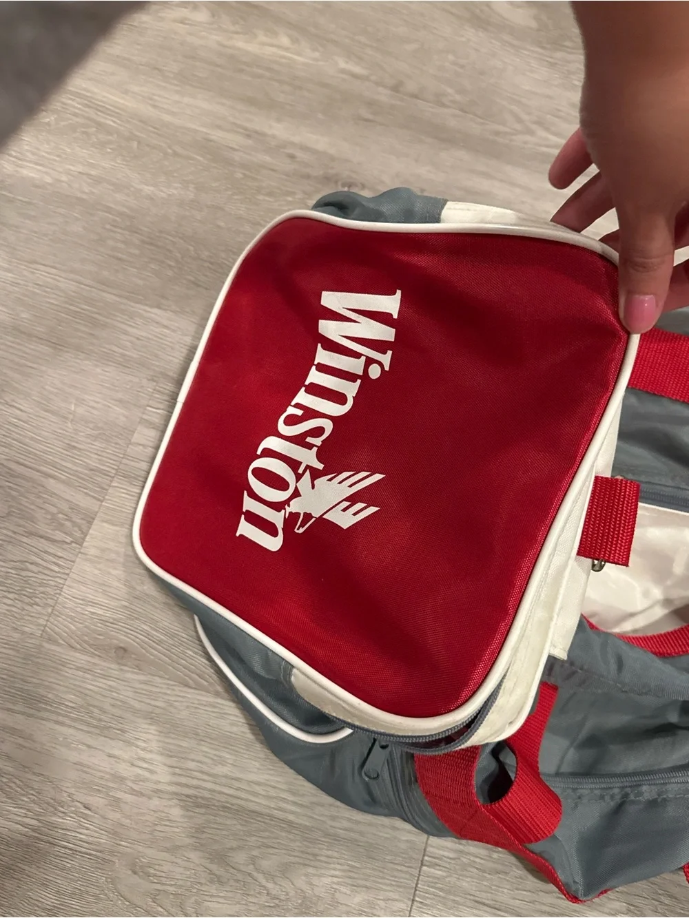 Gray & Red Vintage Winston Cigarettes Duffle Bag